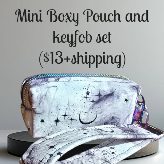 Mini boxy pouch with keyfob